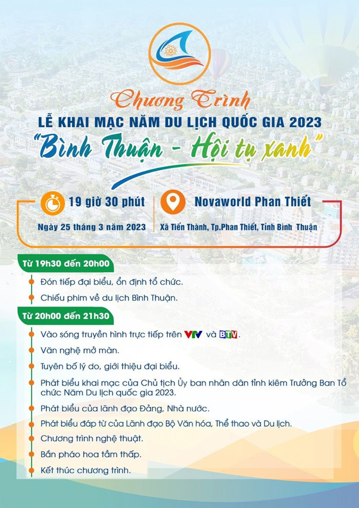 Ngày 25/3, Bình Thuận khai mạc Năm Du lịch Quốc gia 2023